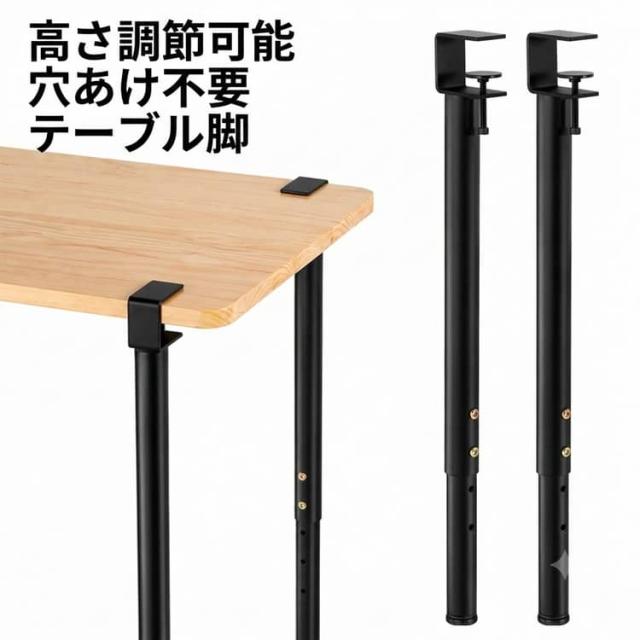 穴あけ不要 脚 テーブル 家具脚 ダイニングデスク脚 アジャスター付き 高さ調整可能 パンチなし デスク ダイニングデスク脚 アイアン脚 Fクランプテーブル脚 4本セット 机 F字型 高さ調整可能 クリップ式 ブラック ホワイト 黒 白 ロング ショート