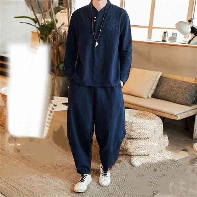 セットアップ 部屋着 ジャージ 上下セット 無地 麻 サルエルパンツ 大きいサイズ 刺繍 五分袖 メンズ スウェット セットアップ カジュアル