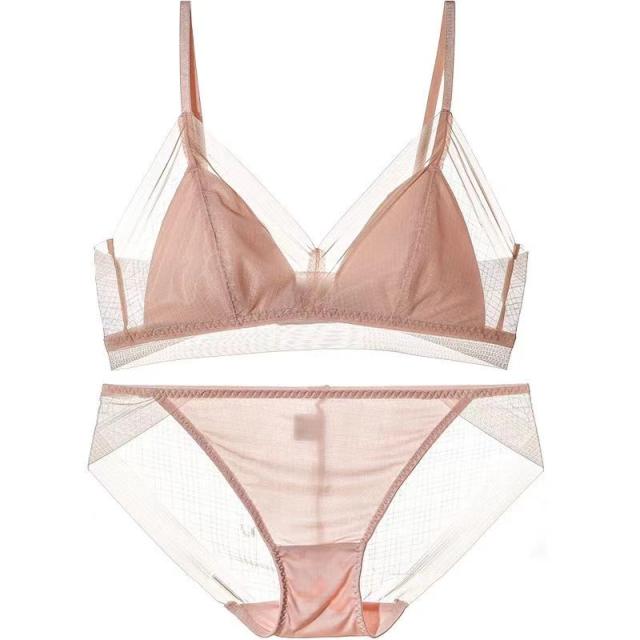 シルク100％カップ ブラ ノンワイヤーブラセット ブラジャー ショーツ