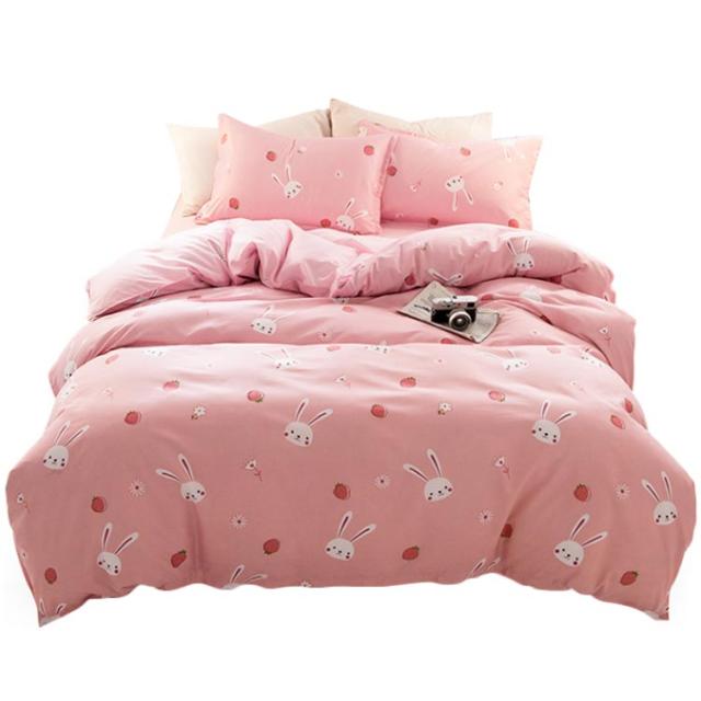 新品⭐︎いちご柄ピンクシーツ3点セット（おまけ付き） 布団カバーセット 3点セット シングル うさぎ いちご柄 可愛い 子供