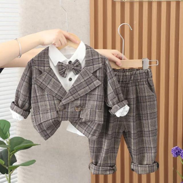 入学式 フォーマル 3点セット 子供服 セットアップ シャツ ブラウン 男の子 フォーマルスーツ パンツ 男の子スーツ キッズ 紳士服 ベビースーツ 卒園式 入園式 卒業式 キッズ 発表会 大人っぽい 七五三 結婚式 小学生 受験 面接 73 80 90 100 110 送料無料 スーツ