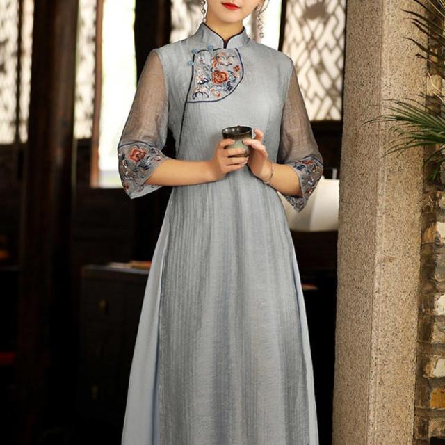 刺繍 チャイナドレス ワンピース 礼服 スーツワンピ ワンピーススーツ