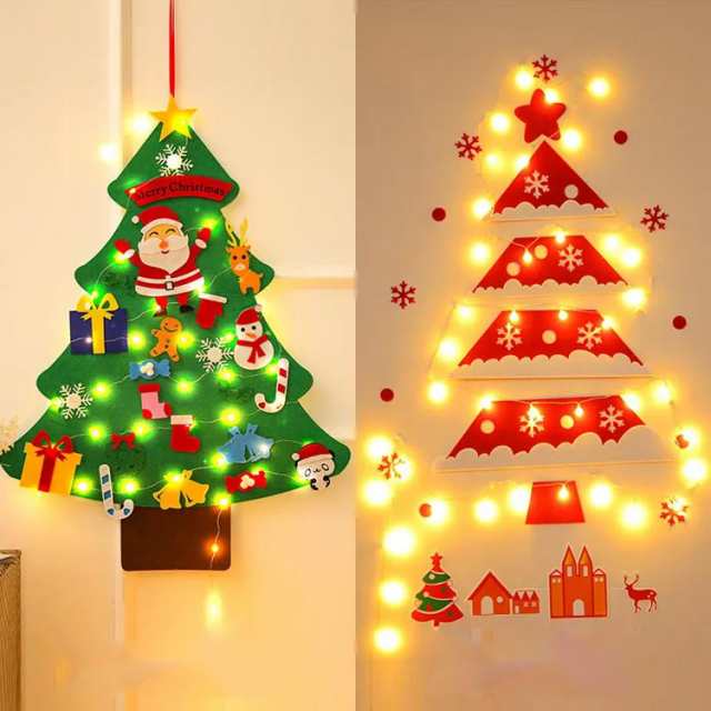 壁掛け クリスマスツリー DIY フェルト サンタクロス クリスマス LEDライト付き フェルトクリスマスツリー クリスマスオーナメント フェルトクラフト  面ファスナー DIY 手作り 取り外し可能 知育おもちゃ キッズ プレゼント 部屋飾りの通販はau PAY マーケット - Linkage ...