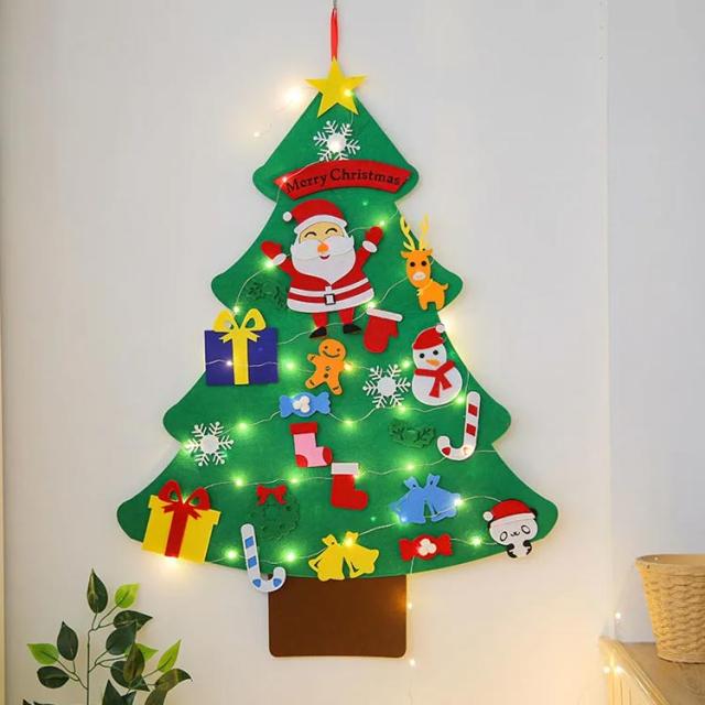 壁掛け クリスマスツリー DIY フェルト サンタクロス クリスマス LED
