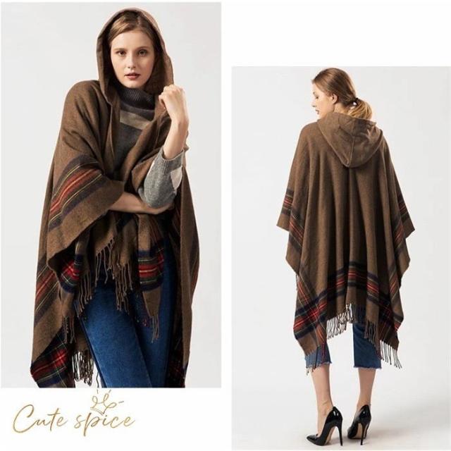 コーチ ダッフルケープ ポンチョ 内側チェック柄 フード 2way トグル コーチ ダッフルケープ ポンチョ 内側チェック柄 フード 2way トグル