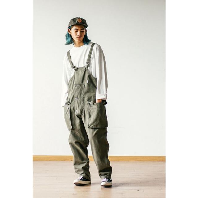 オーバーオール メンズ ゆとり 無地 ロングパンツ