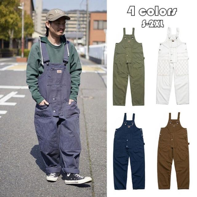 オーバーオール メンズ ゆとり 純色 ロングパンツ
