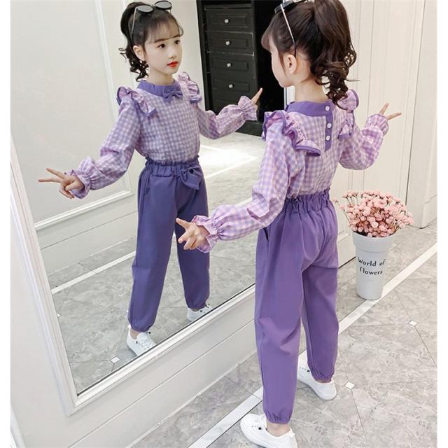 子供服 セットアップ キッズ 女の子 長袖 春服 トップス ブラウス