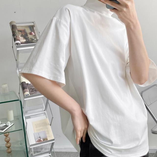 ハイネック Tシャツ メンズ 半袖 モックネック 夏 韓国ファッション