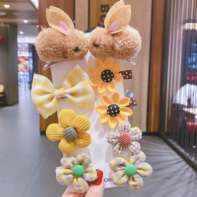 ヘアピン キッズ ベビー くま お花 ꫛꫀꪝお花付きシンプルくまベビー