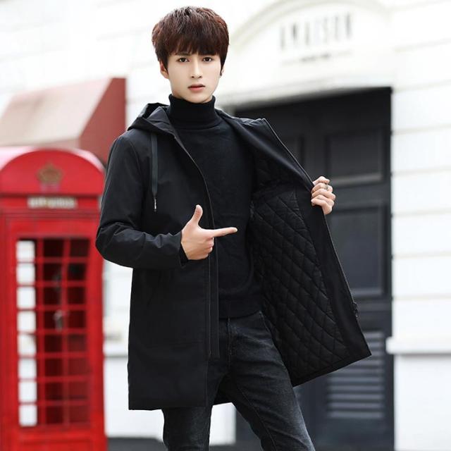 冬物 ミドル丈 モッズコート フード付き ジップアップ メンズ