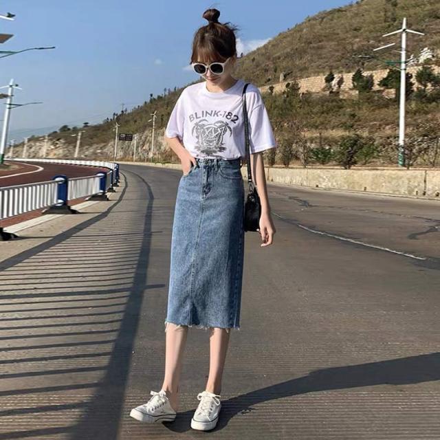 デニムスカート タイト デニム スカート 膝丈 スリット ロングスカート レディース シルエット 美脚 ハイウェスト ミモレ丈 膝下 ロング の通販はau Pay マーケット Candy Candy