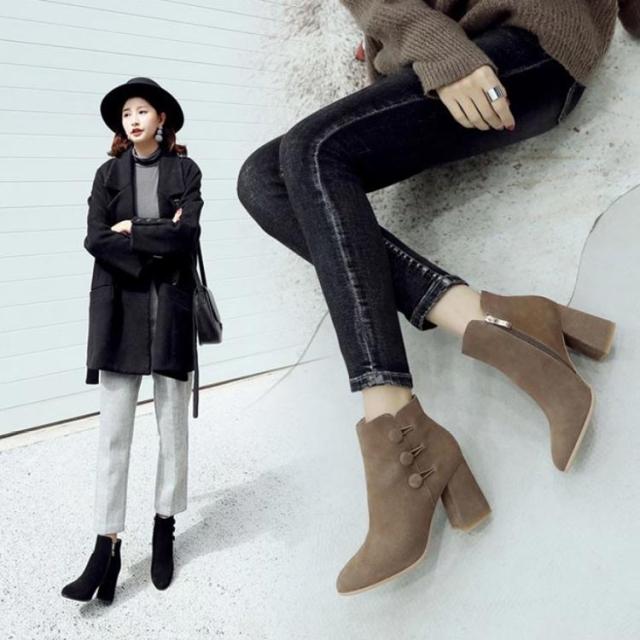 全3色×2種類×8サイズ！ブーティー レディース ブーティ ラウンドトゥ ショートブーツ ブーツ サイドジップ 痛くない 歩きやすい 防滑 裏起毛 秋 冬 全3色×2種類×8サイズ！ブーティー レディース ブーティ ラウンドトゥ