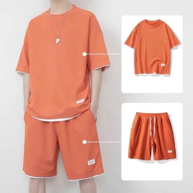 セットアップ メンズ ジャージ 半袖 スウェット 無地 ワッフル生地 Tシャツ おしゃれ 夏服 夏 ハーフパンツ 部屋着 ルームウェア ゆったり 