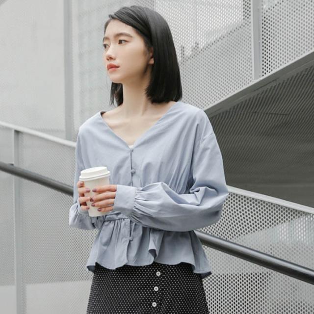 ブラウス シャツ 「ロングシーズン着れる」Vネックペプラムブラウス レディース SHENERY ブラウス シャツ 「ロングシーズン着れる」Vネック