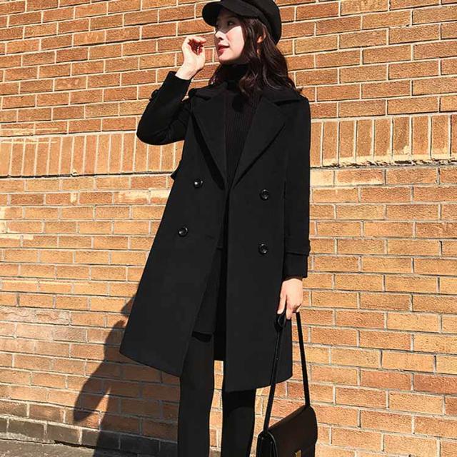 《送料無料》全2タイプ×5サイズ！メルトンコート チェスターコート レディース チェスター アウター コート ミドル丈 メルトン 厚手 防寒 無地 黒 着痩せ 冬 冬服