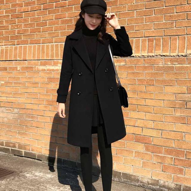《送料無料》全2タイプ×5サイズ！メルトンコート チェスターコート レディース チェスター アウター コート ミドル丈 メルトン 厚手 防寒 無地 黒 着痩せ 冬 冬服