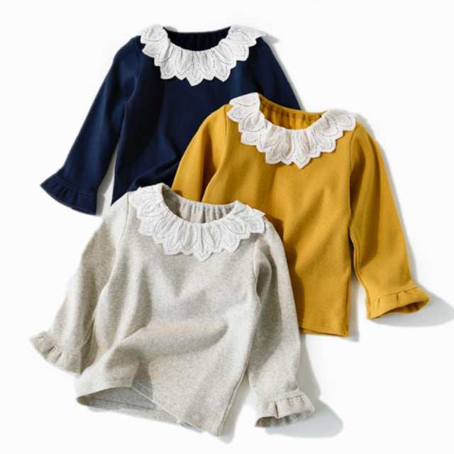 送料無料 レース襟 カットソー 長袖Tシャツ プルオーバー 子供服 ...