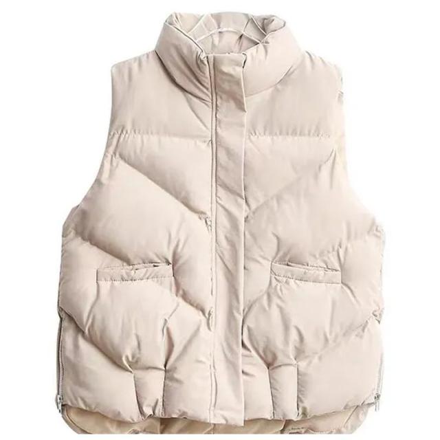 中綿 ベスト きれいめ 立ち襟 コンパクト スタンドカラー 中綿