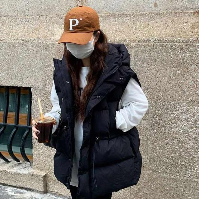 ベスト ロング ハイネック ノースリーブ ベスト コート ダウン