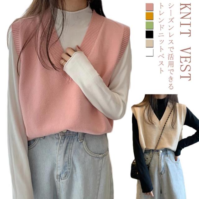 crewre】ケープレイヤードVネックベスト olive short crewre