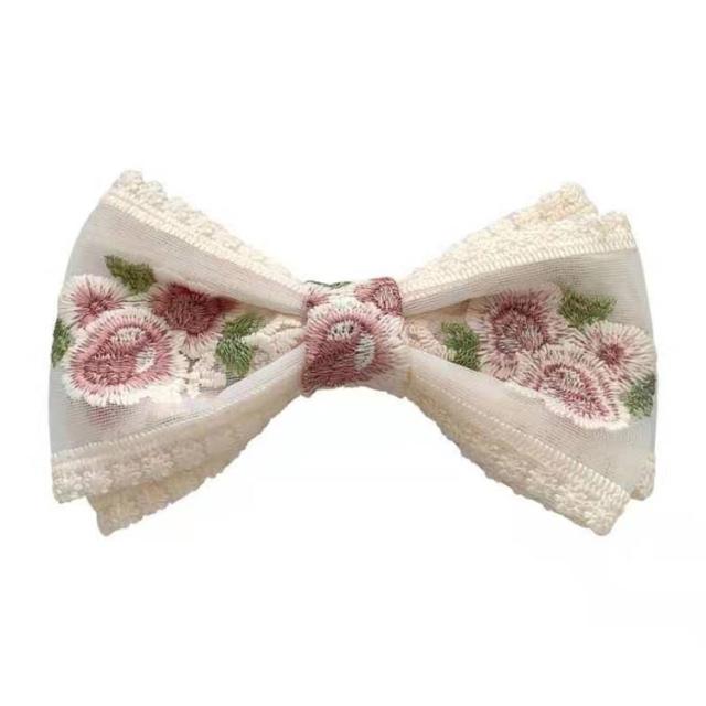 花柄レース ダブルリボン ベビーヘアクリップ ヘアピン ヘアゴム ヘアアクセサリ 花柄レース ダブルリボン ベビーヘアクリップ ヘアピン ヘアゴム