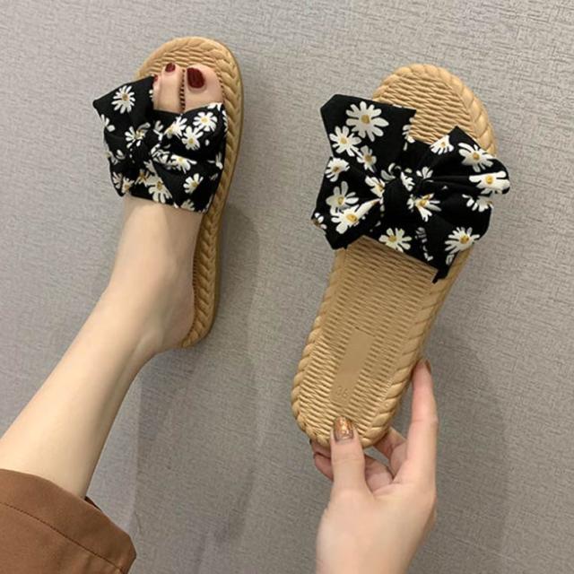 フラットサンダル リボンサンダル ぺたんこ ローヒール 美脚靴 ビーチ