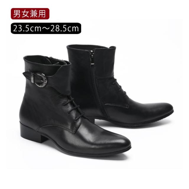 ドレスシューズ メンズ レディース 男女兼用 ビジネスシューズ フォーマルシューズ 黒 ブラック ショートブーツ 本革オペラシューズ ホストシューズ パンク ブーツ 個性的