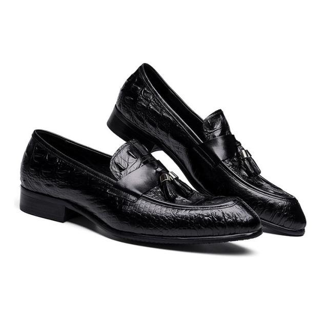 ローファー ビジネスシューズ 牛革 本革 本皮 皮靴 レザー カジュアルシューズ クールビズ ブラック 黒 ワインレット 23.5cm〜28cm ワニ柄 鰐柄 ドレスシューズ 革靴 ズウイングチップ タッセル 歩きやすい くつ 紳士靴 快適 防滑 通勤