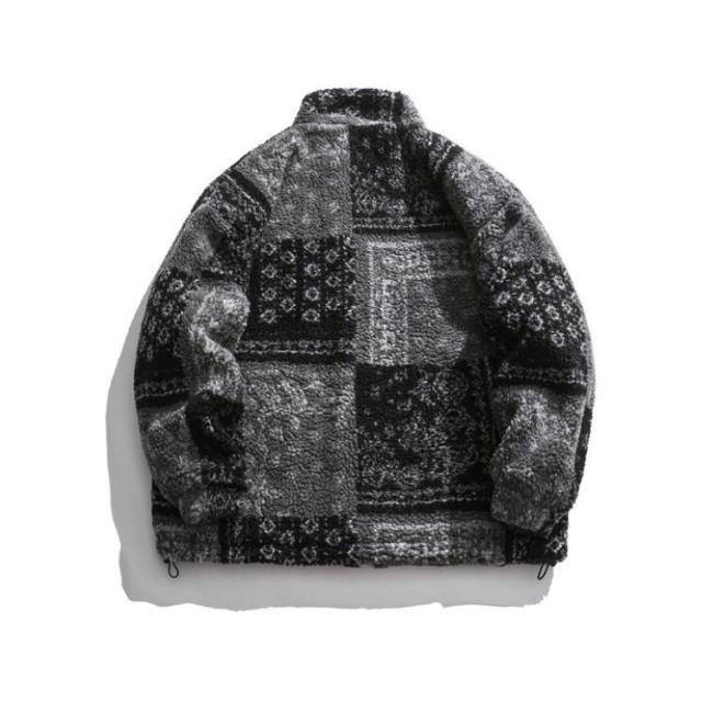 ムートンコート メンズ ペイズリー ジャケット 厚手 中綿 ムートン