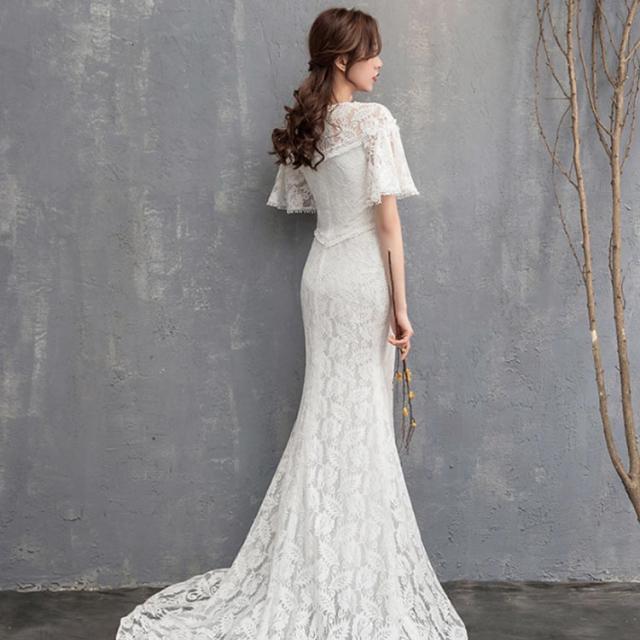 ウェディング ドレス 長袖 袖あり ウェディングドレス マーメイド