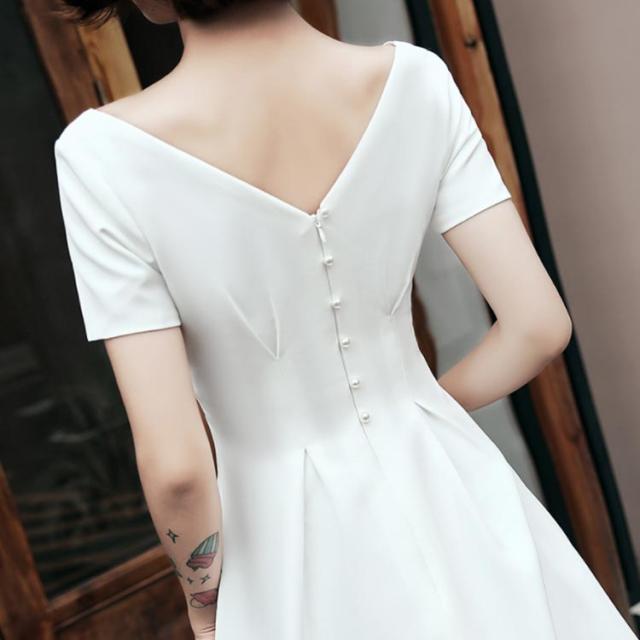 ウェディングドレス ミモレ丈【XS〜XLサイズ】ウエディングドレス