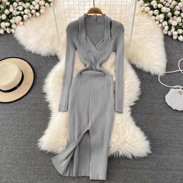 タイトニットワンピース タイトニット タイトワンピース ロングニット