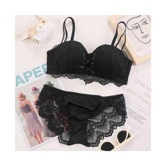 ノンワイヤーブラ 脇高 レース ブラショーツ セット 下着 谷間