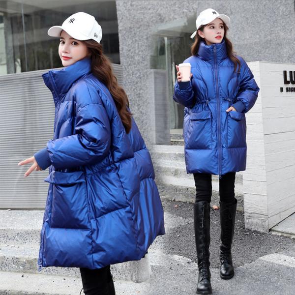 ロングダウンジャケット ダウンコートレディース ロングダウンコート 光沢 冬コート ロング ミドル丈 大きいサイズ 体型カバー スタンドカラー ポケット付き アウター カジュアル おしゃれ ファッション 冬服 秋冬 保温 レディース  XS~XL ロングダウンジャケット ダウンコートレディース ロングダウンコート
