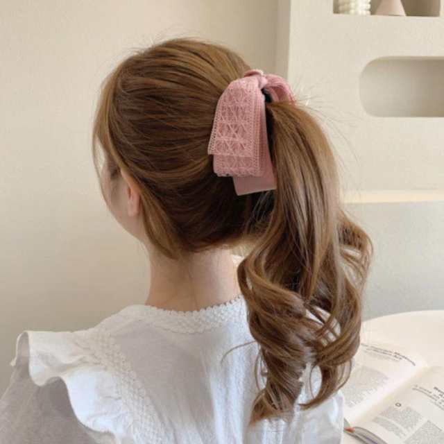 バナナクリップ リボン 大きめ ヘアクリップ 花柄 ヘアアクセサリー