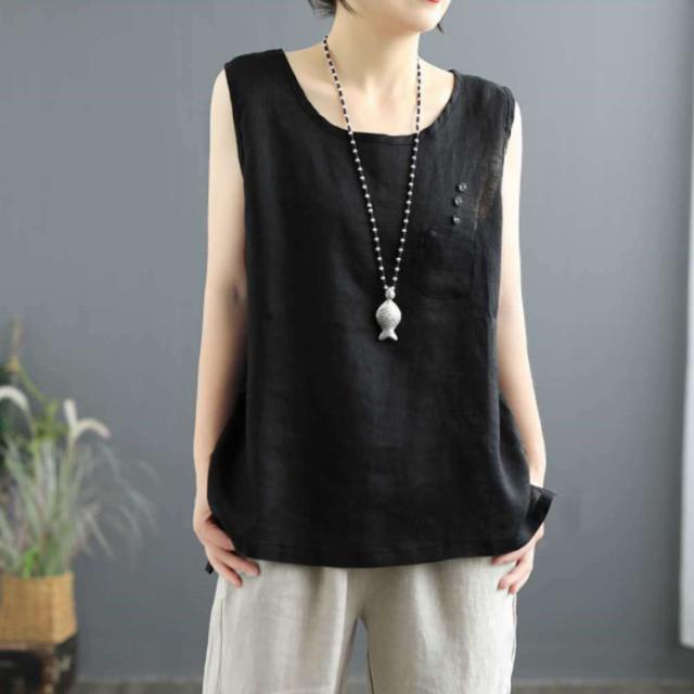 リネン風 タンクトップ レディース 大きいサイズ ノースリーブ t