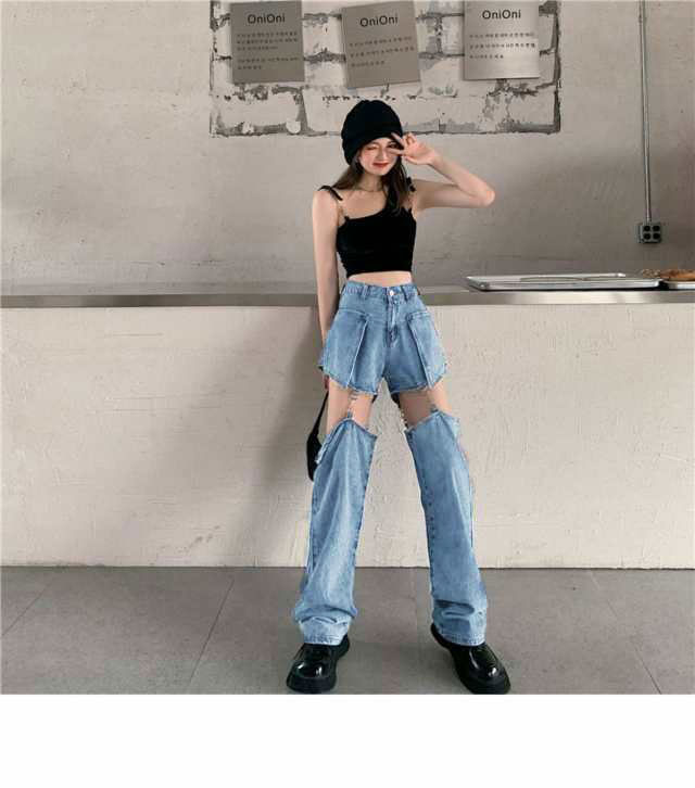 デニムパンツ 2way セパレート ショート丈 ロング丈 ストレート