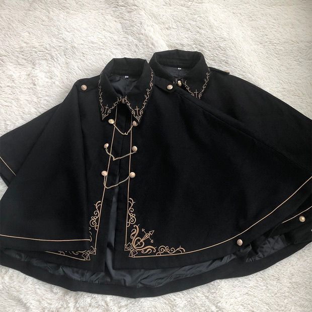 ロリータマント ケープ 伯爵タキシード 刺繍ラシャコート 格好いい お姫様マント レディース 学生 コスプレ ハロウィン コスチューム 仮装衣装 黒系ジャケット 送料無料の通販は