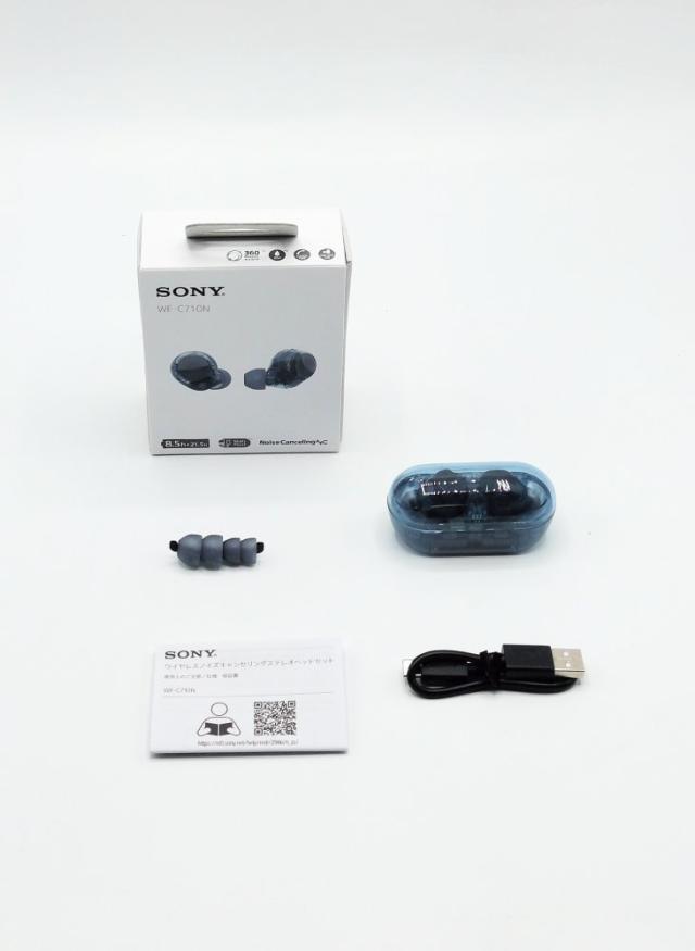 【中古 動作確認済】 ソニー(SONY) WF-C710N グラスブルー ワイヤレスイヤホン 高性能ノイズキャンセリング
