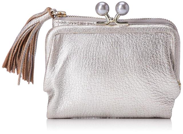 [ペルケ] アクリル玉がま口2つ折り財布 財布 レディース 本革 08-06-03160 SV