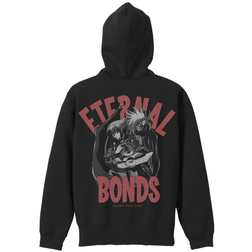 遊☆戯☆王デュエルモンスターズGX ユベル & 十代 ジップパーカー ブラック×レッド