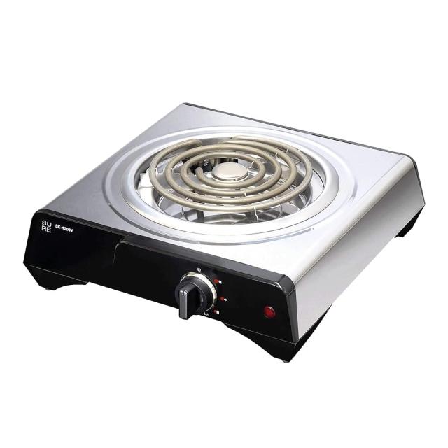 石崎電機製作所 クッキングヒーター SK-1200V 高火力 1200W 卓上 1口タイプ 小型 4段階火力調節 ステンレスボディ