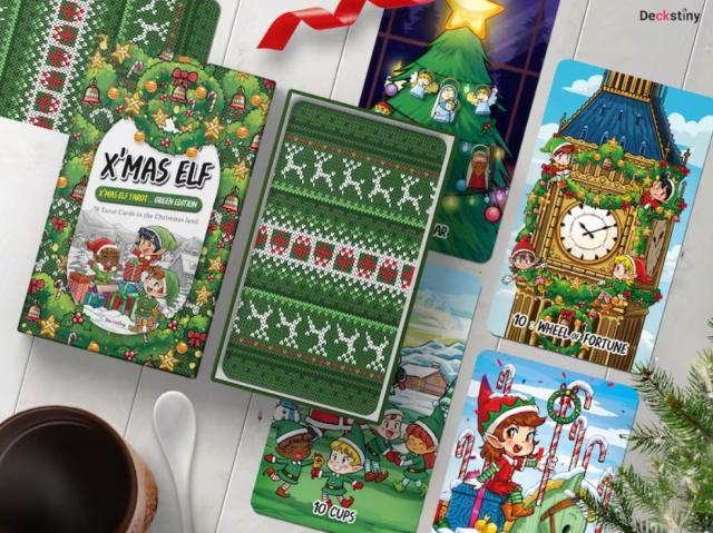 タロットカード Deckstiny 正規販売店 クリスマス エルフ タロット（グリーン） 78pcs Xmas Elf Tarot : Green Edition 占い 数量限定の通販は 9,546円