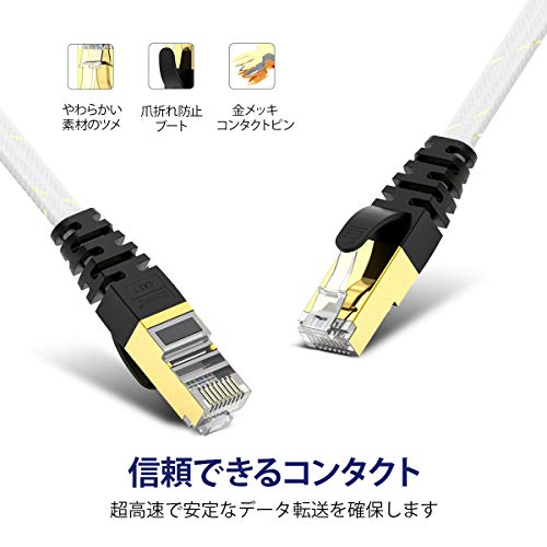 Cat7準拠stp 高速lanケーブル 8m Ampcom 10gbps 600mhz Rj45 白 8mの通販はau Pay マーケット プラネットアース