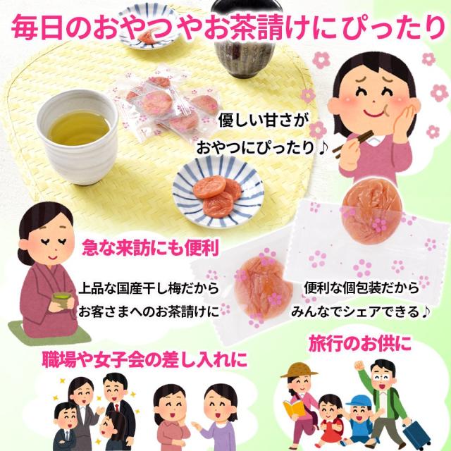 リフココ 和歌山県 紀州産 まろやか干し梅（はちみつ入り）種なし梅 個包装 500g×2個セット 干し梅 国産 紀州南高梅 梅干し お菓子 うめ 熱中症 対策 梅お菓子_3