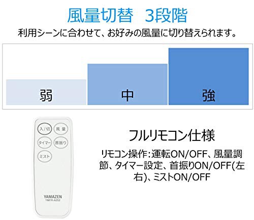 山善 ミスト扇風機 25cm ボックス扇 マイコンスイッチ 霧風(きりかぜ) 風量3段階調節 タイマー機能 リモコン付 ホワイト  YMFR-A252の通販はau PAY マーケット - メディアミックスマーケット | au PAY マーケット－通販サイト