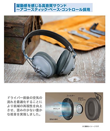 Panasonic HTX80B ワイヤレスヘッドホン グレー ブルートゥースヘッドホン クールグレー RPHTX80 [Bluetooth対応