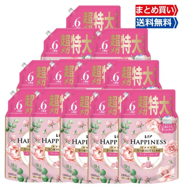 レノア ハピネス 夢ふわタッチ 柔軟剤 アンティークローズ 詰め替え 1900ml×12袋