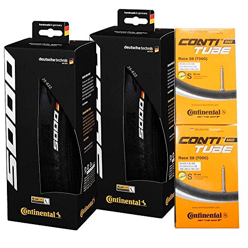 タイヤとチューブ2本セット Continental(コンチネンタル) GRAND PRIX 5000 グランプリ5000 [並行輸入品] (黒, 700x23c-仏式60mm)